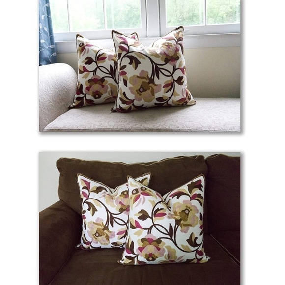 Brand New Set of 2 Embroidered Floral Decorative Throw Pillow Covers 18"x18" - Picture 10 of 10